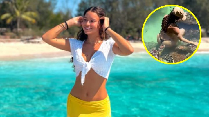 Tortuga muerde a modelo en un glúteo durante sus vacaciones