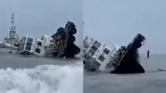 ¡Como en Titanic! Barco se HUNDE por completo y 10 tripulantes saltan al mar