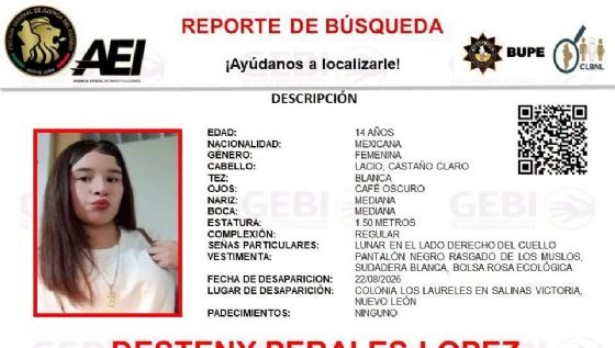 Desaparece menor de 14 años en Salinas Victoria; activan búsqueda