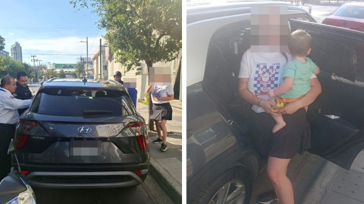 Rescatan a bebé tras quedar encerrado accidentalmente en una camioneta en Monterrey