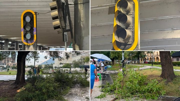 Lluvia y fuertes vientos provocan daños en el Centro de Monterrey