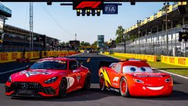 Rayo McQueen celebra 20 años de Cars con vuelta honorífica en el GP de Italia de Fórmula 1